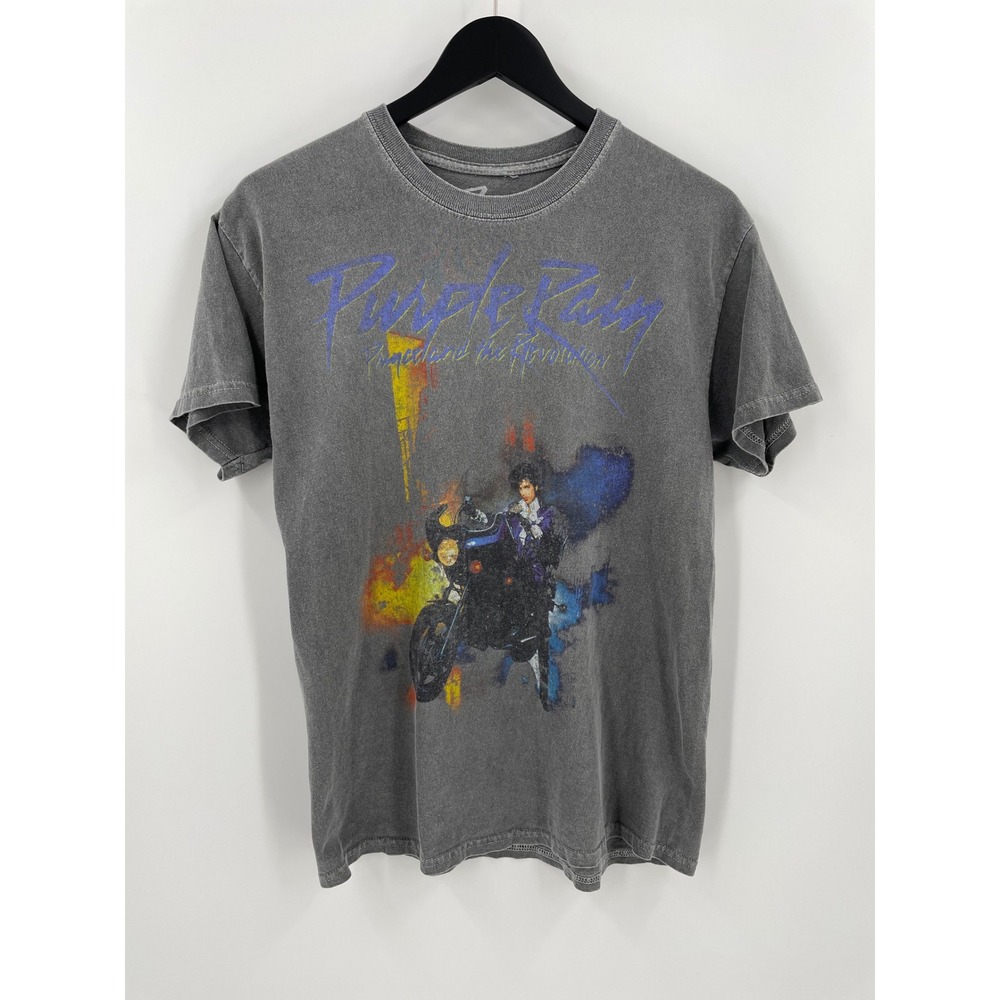 Prince Purple Rain Revolution Motorcycle Graphic T Shirt Gray Distressed M